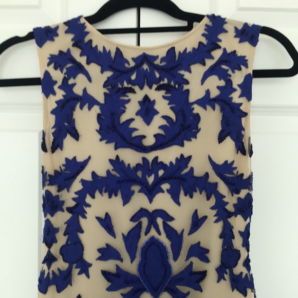 Alice and Olivia Tamika Royal Blue & Nude Dress - Picture 2 of 9